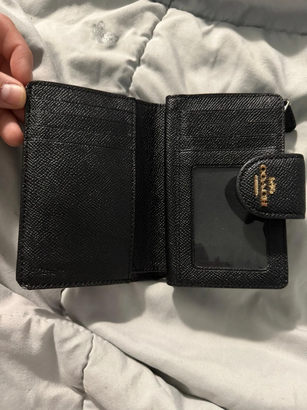 pre owned COACH Small Snap Wallet - Black